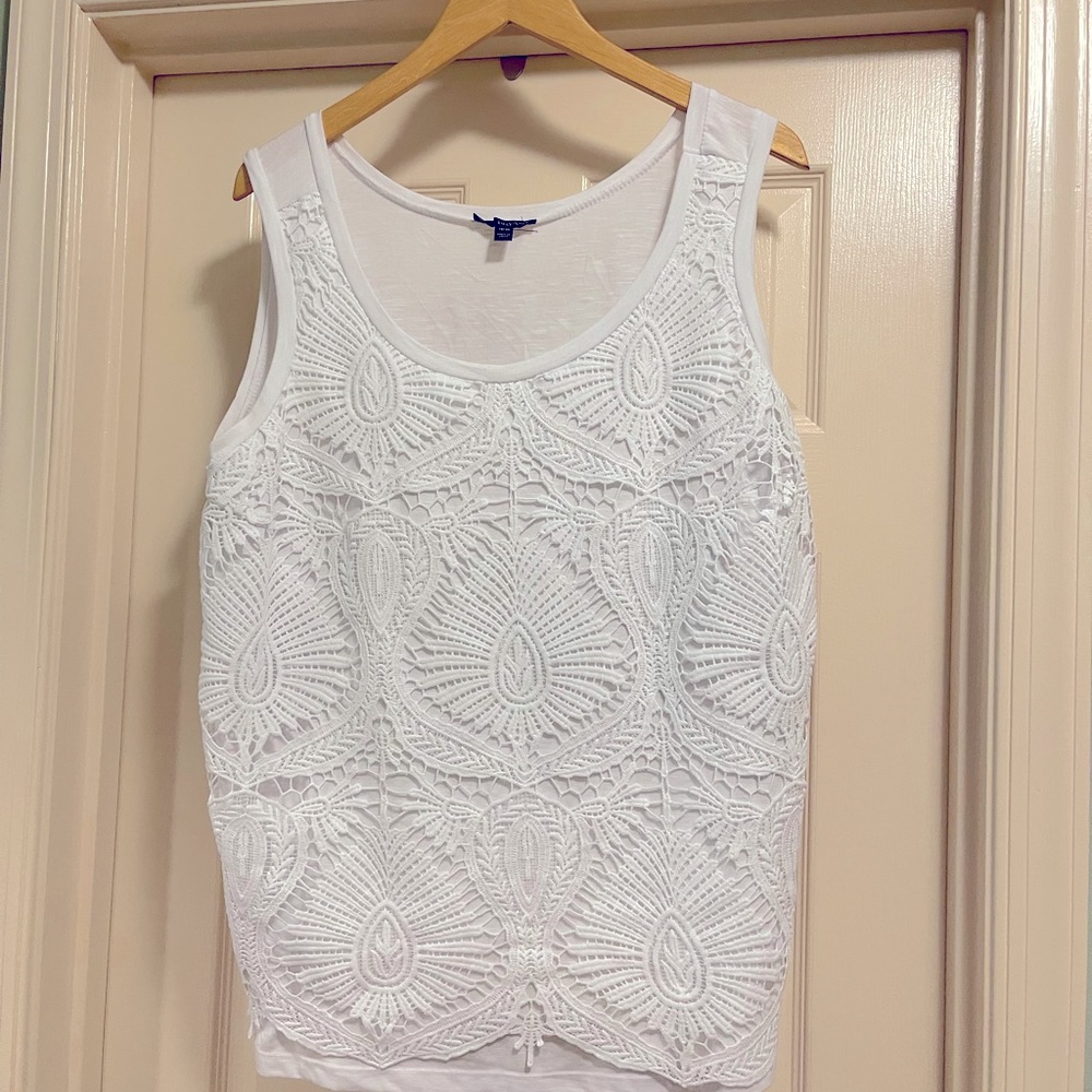 Lane Bryant White Crochet Tank Top